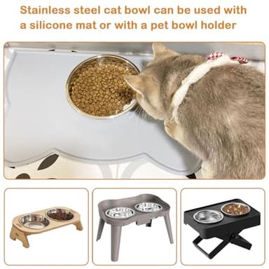 Stainless Steel Cat Bowls, 6.2'' Cat Food Bowls Relief Whisker Fatigue Shallow Cat Food Dish Metal Cat Bowl Basic Cat Bowls (4 Sets) - Image 5