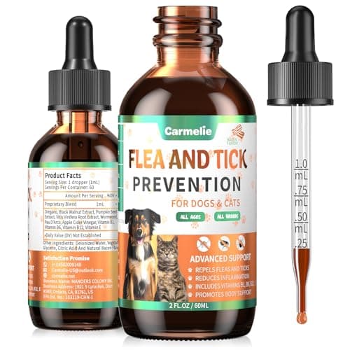 Oral Flea and Tick Support for Dogs and Cats, Natural Dog Flea and Tick Defense, Cat Flea Drops Supplements with Vitamin for Pets - All Breeds and Ages - Bacon - Image 1