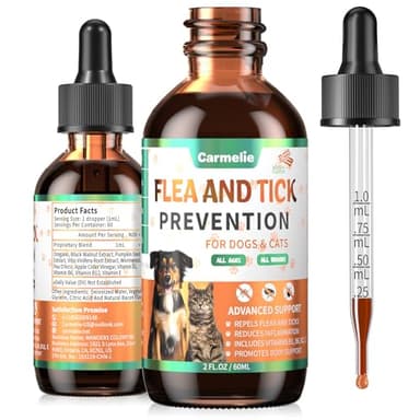 Oral Flea and Tick Support for Dogs and Cats, Natural Dog Flea and Tick Defense, Cat Flea Drops Supplements with Vitamin for Pets - All Breeds and Ages - Bacon - Image 1