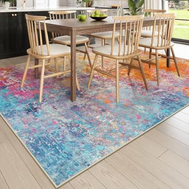 Lahome Modern Abstract Area Rugs 9x12 Living Room Rug Non Slip, Washable Colorful 9x12 Area Rug for Bedroom Girls Nursery, Soft Large Accent Carpet for Dining Room Table Office Home Decor - Image 7