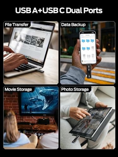 MOVE SPEED USB Drive 1TB External SSD 560MB/s Read Speed, USB 3.2+USB C Dual Ports External Drive, Portable SSD 3-Stage Push-Pull Design for iPhone 15/16/17 Series/Mac/Android - Image 3