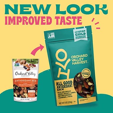 Orchard Valley Harvest All Good Antioxidant Mix, Made With Real Pink Himalayan Sea Salt, Dark Chocolate Almonds, Hazelnuts, Sweetened Berries, Gluten Free, Non-GMO, Stand Up Bag, 8 oz (Pack of 1) - Image 4