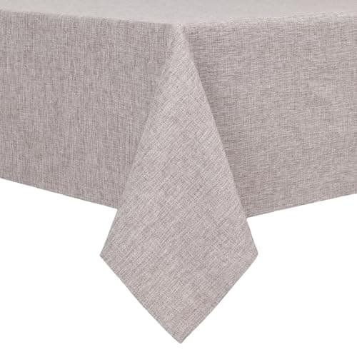 Hiasan Faux Linen Rectangle Tablecloth - Wrinkle and Stain Resistant Washable Table Cloth for Kitchen Dining Room Holiday Table Cover for Party Dinner, Stone, 60 x 120 Inch - Image 1