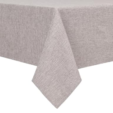 Hiasan Faux Linen Rectangle Tablecloth - Wrinkle and Stain Resistant Washable Table Cloth for Kitchen Dining Room Holiday Table Cover for Party Dinner, Stone, 60 x 120 Inch - Image 1