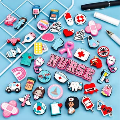 QAUYETM 46PCS Nurse Shoe Charms Medical Nursing Decorations Cute PVC Accessories Gift Idea for Women Men Adults Nurses Week Graduation Birthday Party Favors - Image 5