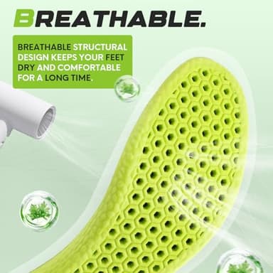 Eimocs 2 Pairs Comfort Insoles for Men/Women, Memory Foam Inserts, Prevent Foot Odor, Providing Great Shock Absorption and Cushioning for Feet Relief,Steppers Insoles - Image 4
