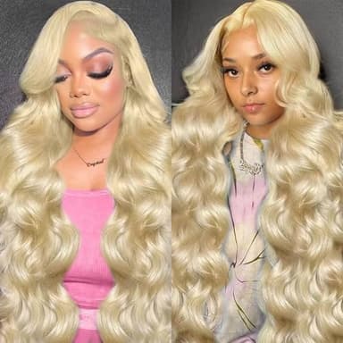 613 Lace Front Wig Human Hair 13x6 Blonde Lace Front Wigs Human Hair 200% Density Body Wave 613 Frontal Wig Pre Plucked With Baby Hair 32 Inch - Image 1