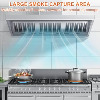 5FT Commercial Kitchen Exhaust Hood Food Truck Vent Hood Durable Stainless Steel Concession Trailer Hood with 3 Removable Hood Filters (No Motor), NSF Listed - Image 3