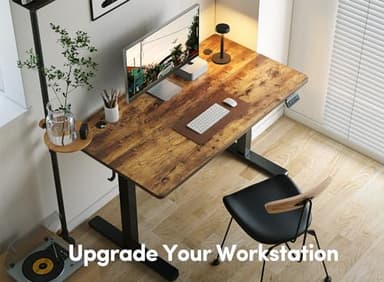 Cubiker Adjustable Desk, 48 x 24 Inch Home Office Desk, Standing Desk with Splice Board, Rustic Brown Desktop - Image 9