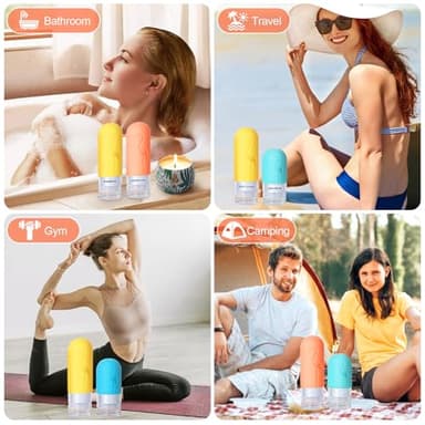 Vipop Empty 3 oz Travel Size Bottles Toiletries Containers for Toiletries Liquids,Small Silicone Mini Refillable Leak Proof TSA Approved Travel Bottles for Creams Shampoo and Conditioner Traveling - Image 8