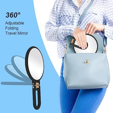 Sifolo 30x Magnifying Mirror, Travel Hand Mirrors with Handle - Double Side Handheld Mirror with 1X 30X Magnification & Adjustable Handle/Stand, Hand Held Foldable Travel Mirror for Makeup(Black) - Image 4