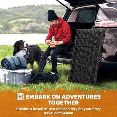 Yaheetech 48 inch Double Door Dog Crate w/Divider for Puppy to Adult Large Collapsible Metal Crate with Removable Tray XXL Wire Dog Kennel Pet Crate for Dogs Portable Travel Cage, Black - Image 7