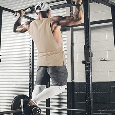 COOFANDY Mens Gym Tanktop Athletic Workout Muscle Bodybuilding T Shirt Black/Light Khaki(2pcs) X-Large Sleeveless - Image 4