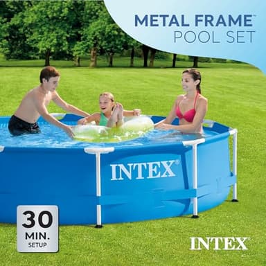 INTEX 28201EH Metal Frame Above Ground Swimming Pool Set: 10ft x 30in – Includes 330 GPH Cartridge Filter Pump – Puncture-Resistant Material – Rust Resistant – 1185 Gallon Capacity - Image 4
