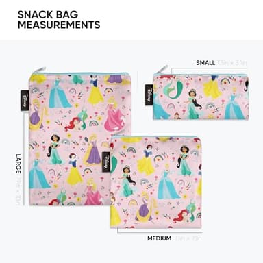 Simple Modern Disney Reusable Snack Bags for Kids | Food Safe, BPA Free, Phthalate Free, Polyester Zip Pouches | Washable & Refillable Sandwich Bag | Ellie Collection | 3 pack | Princess Rainbow - Image 2
