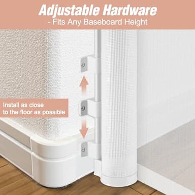 48 Inch Extra Tall Pet Gate 55" Wide Retractable Baby Gates, Extra Tall Cat Gate Indoor/Outdoor Retractable Gate Tall Baby Gates for Dogs Extra Tall Gates for Cats - No Jumping Over, White - Image 8