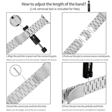 Designed for Apple Watch Band and Case, Stainless Steel Metal Chain with TPU Cover, Smart-Watch Link Bracelet Strap, Wrist-Band for i-Watch Series 9 8 7 6 5 4 3 2 1 SE, 41mm 40mm 38mm, Silver+Black - Image 9