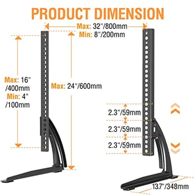 ELIVED Universal Table Top TV Stand for Most 27 to 55 inch LCD LED Plasma Flat Screen TVs, TV Base Height Adjustable Leg Stand Holds up to 88 lbs, VESA up to 800x400mm, YD1014 - Image 5