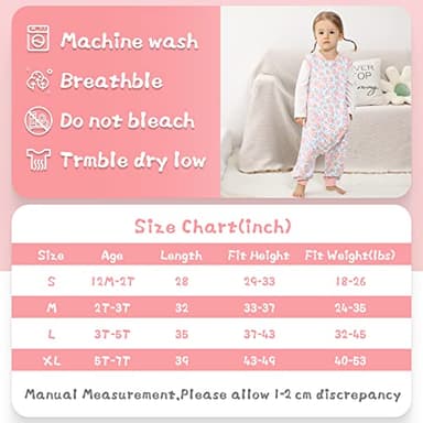 WONDAY Toddler Sleep Sack with Legs,Toddler Sleep Sacks,0.5T Cotton Sleeveless Baby Sleep Bag Wearable Blanket with Feet (Rose,3T-5T) - Image 4