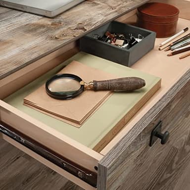 Sauder Carson Forge Vintage Rustic Computer Desk for Home Office with Drawers, in Rustic Cedar - Image 6