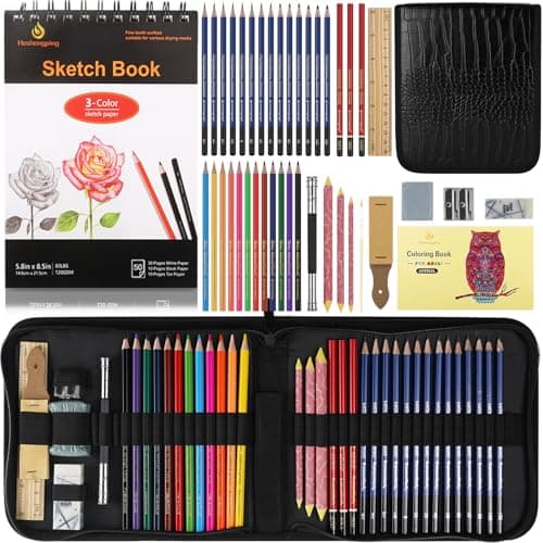 Daerthotk Colored Pencils Drawing Set Sketching Kit 42PCS Coloring Supplies Kit Ideal for Drawing Blending Shading, Watercolor Color Pencils Set, Art Pencils Gift for Artists Adults Beginners - Image 1