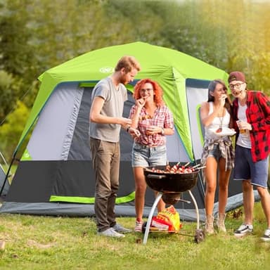 UNP 4-Person Tent, Portable Cabin Tent, Camping Tent 4-Person Easy Set Up, Waterproof with Top Rainfly for Outdoor Camping/Hiking (Fluorescent Green) - Image 6