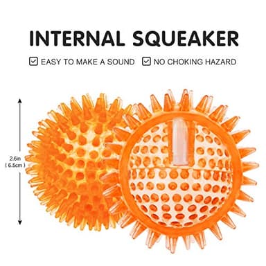 SHARLOVY Squeaky Balls for Pet Small Puppy, TPR Fetch Spike Balls for Dogs, Rubber 6 Pack Bright Colors Chew Teething Dog Toys - Image 3