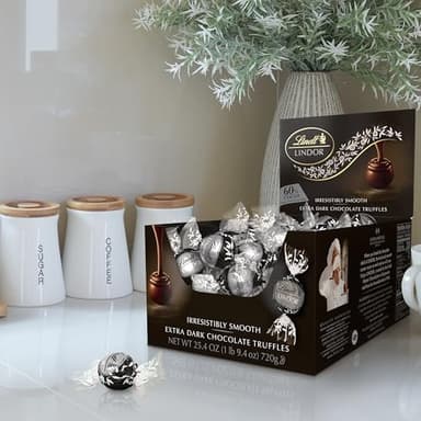 Lindt LINDOR 60% Dark Chocolate Truffles, Dark Chocolate Candy with Smooth, Melting Truffle Center, 25.4 oz., 60 Count - Image 2