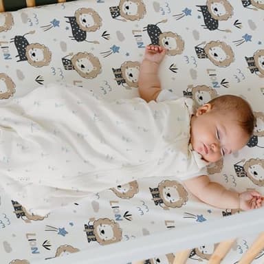 BROLEX Baby Fitted Crib Sheets: Kid Crib Sheets - Set of 2 for Toddler Standard Size Crib Mattress for Boys and Girls - Jersey Knit Crib Bed Sheets Dinosaur Lion - Image 3