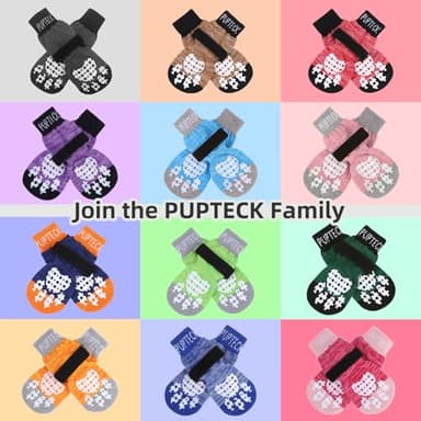 PUPTECK Anti-Slip Dog Socks with Double Sides Grips for Small Medium Large Dogs Hardwood Floors Prevents Licking, Dog Shoes for Hot Pavement Traction Control for Senior Dogs, Royal Blue, L - Image 8