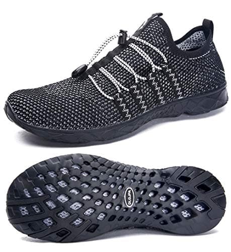 DLGJPA Men's Quick Drying Water Shoes for Beach or Water Sports Lightweight Slip On Walking Shoes Allblack 14 - Image 1