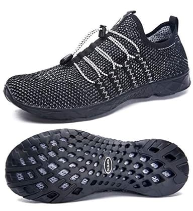 DLGJPA Men's Quick Drying Water Shoes for Beach or Water Sports Lightweight Slip On Walking Shoes Allblack 14 - Image 1