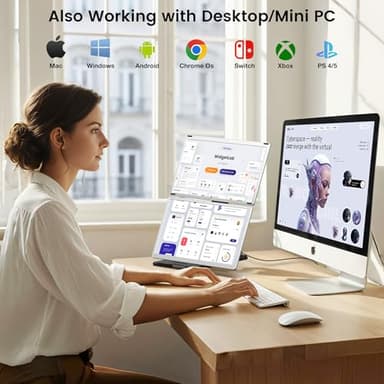 Fagomfer S6 Laptop Screen Extender | Silver | 15.6'' | FHD 1080P | 86% NTSC | Triple Laptop Monitor Extender | Working with Windows, Mac, DeX, Chrome, Desktop, Mini PC - Image 5