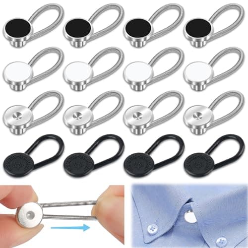 16 Pcs 4 Styles Collar Extenders for Mens Shirts, Elastic Neck Extenders/Button Extender for Dress Shirts, Tie, Suit Accessories Men for 1/2 Size Expansion of Men Dress Shirts - Image 1