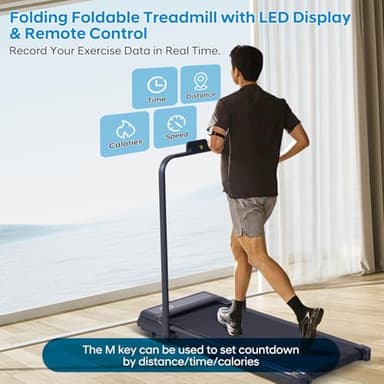 Treadmill with Handles, Folding Foldable Electric Treadmills for Home Small, 3.0HP Walking Pad Treadmills with Handle Bar, 3 in 1 Under Desk Treadmill with Remote Control, LED Display, 300LBS Capacity - Image 5