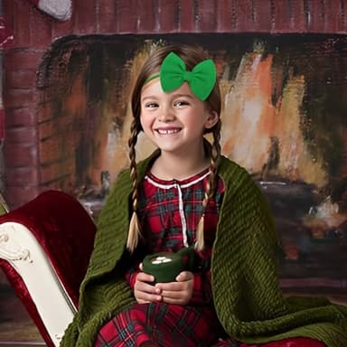 YanJie HAIRBAND for Baby Girls - Christmas Handmade Hair Bows Hairbands Hair Accessories - One Size - 3 Pieces - Nylon - Polyester - Soft Elastic - Red - For Newborn Infant Toddlers Kids - Image 3