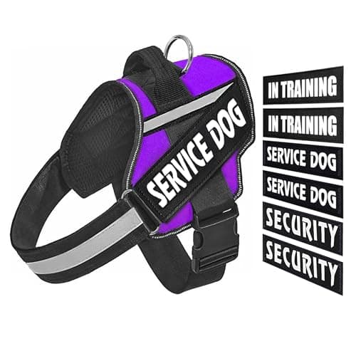 ShuangShu Service Dog Vest, No-Pull & No-Choke Harness, Night Safe Reflective Straps, Adjustable Nylon Vest for Small, Medium, Large Dogs (Purple, S)