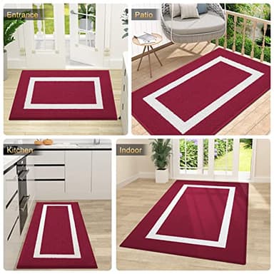 OLANLY Indoor Door Mat, 48x32, Non-Slip Absorbent Resist Dirt Entrance Mat, Washable Low-Profile Inside Entry Doormats for Entryway, Red - Image 7