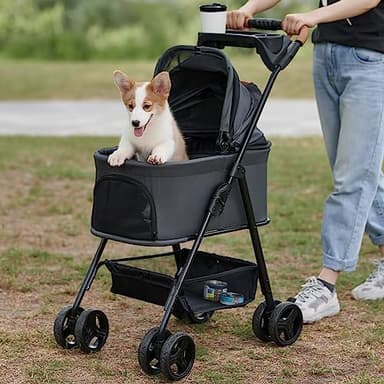 3 in 1 Folding Dog Stroller, Zoosky Pet Stroller for Small/Medium Dogs, Cat Stroller w/Removable Carrier, Car Seat, Sun Shades, Waterproof Small Dog Stroller, All Terrain Cat Stroller for 2 Cats - Image 1