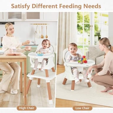 INFANS 8 in 1 Baby High Chair, Convertible Highchair for Babies and Toddlers, Infant Dining Booster Seat, Building Block Table, Kids Stool Table Chair Set with Removable Tray (8 in 1, White) - Image 5