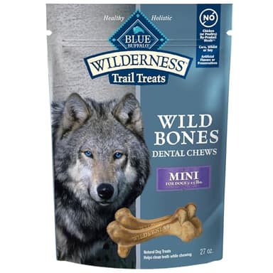 Blue Buffalo Wilderness Wild Bones Grain-Free Dental Chews Dog Treats, Mini, 27-oz Bag - Image 1