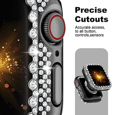 Bling Bumper Case Compatible with Apple Watch Series 3/2/1 38mm, Diamond Protective Face Cover for Women, Hard PC Frame for iWatch 38mm - Image 4