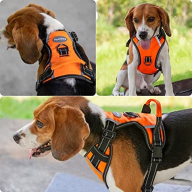 Puwihoe No Pull Dog Harness, Reflective Walking Dog Harness with Easy Control Handle and Front & Back Clips,Adjustable Breathable Soft Padded Dog Vest Harness for Large Medium Small Dogs,Orange,M - Image 2