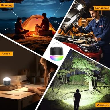 LED Camping Lights Rechargeable - Outdoor Portable Tent Light with 4000mAh Battery, 12 Light Modes, RGB Camping Lantern with Magnet Base, IP65 Waterproof Camping Lights for Tent, Hiking, Power Outages - Image 6