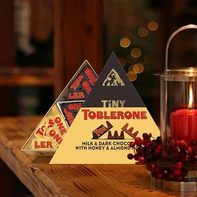 TOBLERONE Tiny Assorted Chocolate Bars Variety Pack (Milk & Dark), 1 Gift Box (25 Pieces) - Image 8
