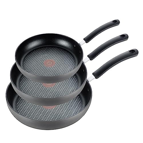 T-fal Ultimate Hard Anodized Nonstick Fry Pan Set 3 Piece: 8, 10.25, & 12 Inch, Oven Broiler Safe 400F, Kitchen Cookware Set, Pots and Pans Set Non Stick, Frying Pans, Skillets, Dishwasher Safe, Black - Image 1