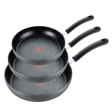 T-fal Ultimate Hard Anodized Nonstick Fry Pan Set 3 Piece: 8, 10.25, & 12 Inch, Oven Broiler Safe 400F, Kitchen Cookware Set, Pots and Pans Set Non Stick, Frying Pans, Skillets, Dishwasher Safe, Black - Image 1