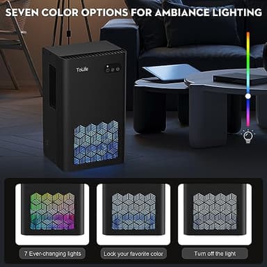 ToLife Dehumidifiers for Home, 1000 sq.ft Dehumidifier for Basement Bedroom Bathroom with 95 OZ Water Tank, Auto Shut Off 7 Colors LED Light, Black - Image 5
