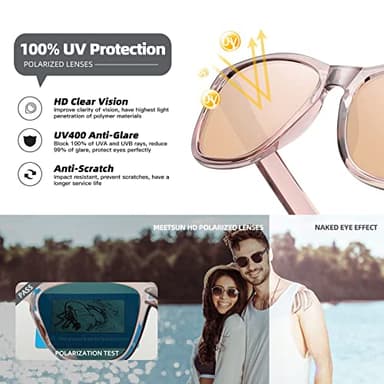 MEETSUN Polarized Sunglasses for Women Men Trendy Classic Designer Retro Driving Sun Glasses 100% UV Protection - Coffee Frame/Gold Mirrored Lens - Image 6