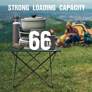 VILLEY Portable Camping Side Table, Ultralight Aluminum Folding Beach Table with Carry Bag for Outdoor Cooking, Picnic, Camp, Boat, Travel - Green - Image 6